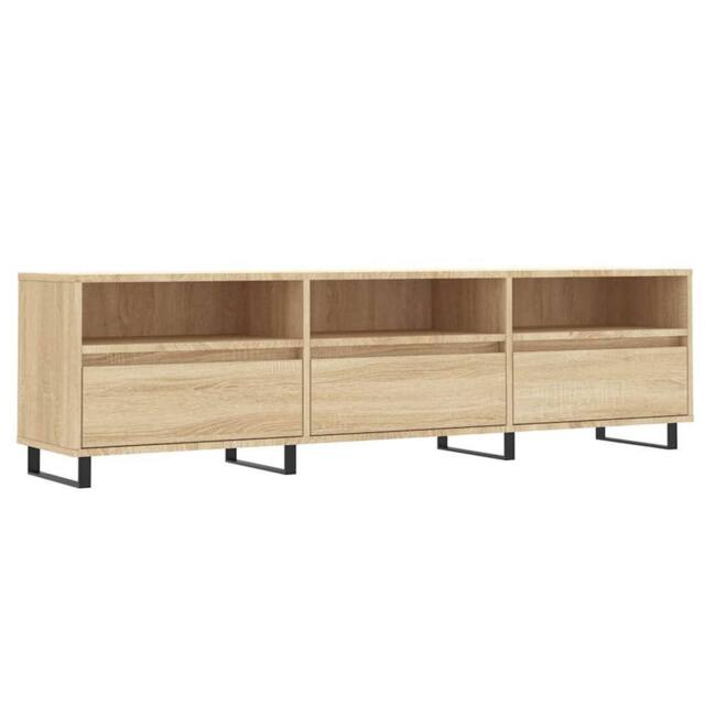 Berkfield Home TV Cabinet Sonoma Oak 150x30x44.5 cm Engineered Wood in Light Tan - image 1