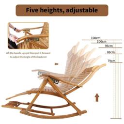 FLAVORA Garden Rocking Chair Wooden Wagon Chair Outdoor in Natural - Size: 0.6m2 - thumbnail 3