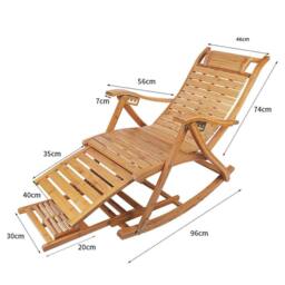 FLAVORA Garden Rocking Chair Wooden Wagon Chair Outdoor in Natural - Size: 0.6m2 - thumbnail 2