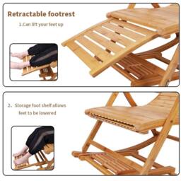 FLAVORA Garden Rocking Chair Wooden Wagon Chair Outdoor in Natural - Size: 0.6m2 - thumbnail 4