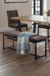 Julian Bowen Brooklyn 2 Seater Upholstered Dining Bench in Brown - thumbnail 2