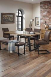 Julian Bowen Brooklyn 2 Seater Upholstered Dining Bench in Brown - thumbnail 3