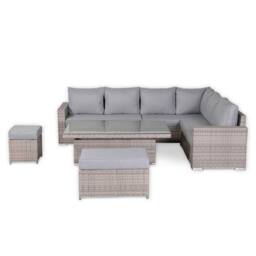 Furnishings For Less UK Outdoor Corner Sofa Set with Adjustable Rising Dining Table in Grey - thumbnail 6