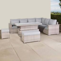 Furnishings For Less UK Outdoor Corner Sofa Set with Adjustable Rising Dining Table in Grey - thumbnail 1