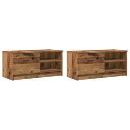 Berkfield Home TV Cabinets 2 pcs Old Wood 80x35x36.5 cm Engineered Wood in Brown - thumbnail 4