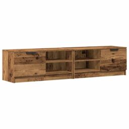 Berkfield Home TV Cabinets 2 pcs Old Wood 80x35x36.5 cm Engineered Wood in Brown - thumbnail 2