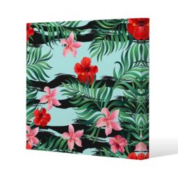 Benjamin Tate Design Red & Pink Tropical Plants (Canvas Print) / 127 x 127 x 4cm in Natural - Size: 127 x 127 x 4 cm - thumbnail 1
