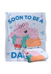 "Hasbro Peppa Pig Daddy Pig Soon To Be Silky Touch Blanket 50"" x 60"" in White" - thumbnail 2