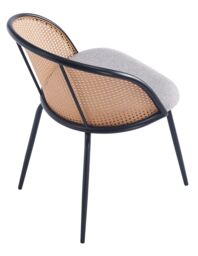 Nordlys Set of 2 Industrial Metal Cane Rattan Dining Chairs in Grey - thumbnail 5