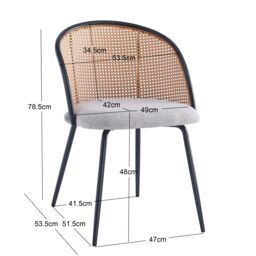 Nordlys Set of 2 Industrial Metal Cane Rattan Dining Chairs in Grey - thumbnail 2