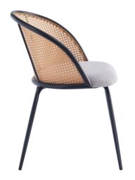 Nordlys Set of 2 Industrial Metal Cane Rattan Dining Chairs in Grey - thumbnail 4
