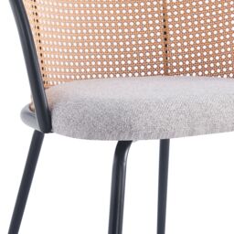 Nordlys Set of 2 Industrial Metal Cane Rattan Dining Chairs in Grey - thumbnail 3