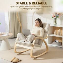 NESTLUNE Comfortable Relax Rocking Chair in Off-White - Size: 100 cm x 15 cm - thumbnail 3