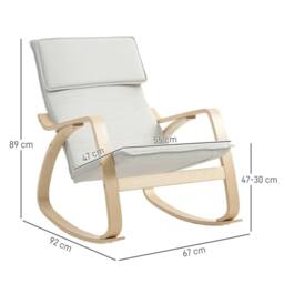 NESTLUNE Comfortable Relax Rocking Chair in Off-White - Size: 100 cm x 15 cm - thumbnail 2