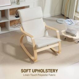 NESTLUNE Comfortable Relax Rocking Chair in Off-White - Size: 100 cm x 15 cm - thumbnail 6