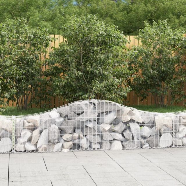 Berkfield Home Arched Gabion Baskets 2 pcs 200x30x40/60 cm Galvanised Iron in Silver - image 1