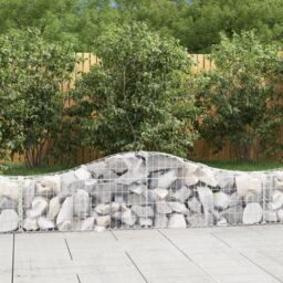 Berkfield Home Arched Gabion Baskets 2 pcs 200x30x40/60 cm Galvanised Iron in Silver - thumbnail 1
