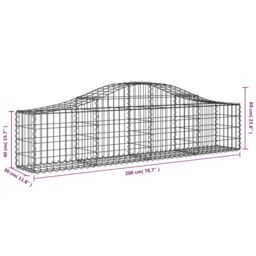 Berkfield Home Arched Gabion Baskets 2 pcs 200x30x40/60 cm Galvanised Iron in Silver - thumbnail 6