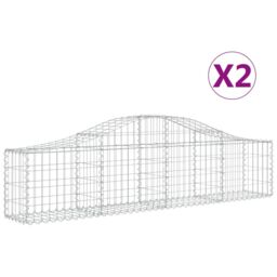Berkfield Home Arched Gabion Baskets 2 pcs 200x30x40/60 cm Galvanised Iron in Silver - thumbnail 2