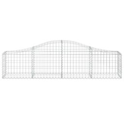 Berkfield Home Arched Gabion Baskets 2 pcs 200x30x40/60 cm Galvanised Iron in Silver - thumbnail 4