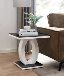 FurnitureboxUK Giovani Modern Square White High Gloss & Glass Top Side End Table Perfect for Living Rooms Hallways Bedrooms in Black - thumbnail 4