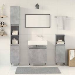 Berkfield Home Durable 3 Piece Bathroom Furniture Set Concrete Grey Engineered Wood - thumbnail 1