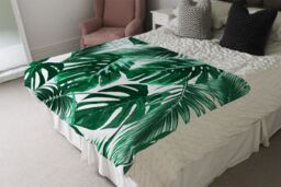 Benjamin Tate Design Palm Leaves Blanket in Natural - Size: 120 cm x 150 cm - thumbnail 3