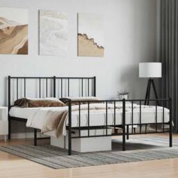 Berkfield Home Metal Bed Frame with Headboard & Footboard Black 160x200 cm - thumbnail 2