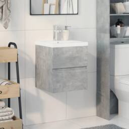 Berkfield Home Durable 2 Piece Bathroom Furniture Set Concrete Grey Engineered Wood - thumbnail 1