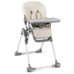 Costway Foldable Baby High Chair Height Adjustable Highchair w/Detachable Tray in Beige - thumbnail 3