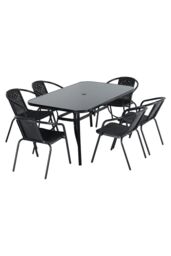 Living and Home Rectangle 6 - Person 120Cm Long Dining Set in Black - thumbnail 4