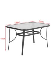 Living and Home Rectangle 6 - Person 120Cm Long Dining Set in Black - thumbnail 6
