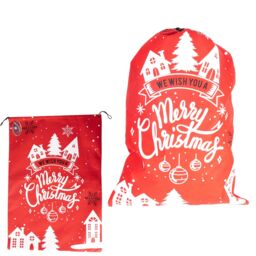 "Shatchi Red Felt ""Merry Christmas"" Sack Festive Bag for Gifts & Holiday Decorations" - thumbnail 1