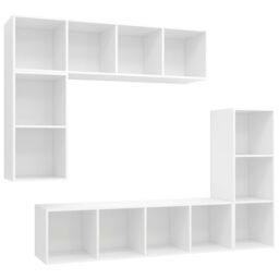 Berkfield Home 4 Piece TV Cabinet Set White Engineered Wood - thumbnail 2