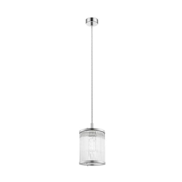Netlighting Sergio Cylindrical Pendant Ceiling Light Chrome 1x E14 in Grey