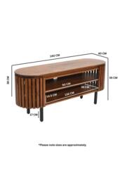IH Design Tackley Mango Wood Oval Slat TV Cabinet Up to 55 Inches in Brown - thumbnail 5