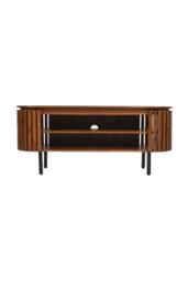IH Design Tackley Mango Wood Oval Slat TV Cabinet Up to 55 Inches in Brown - thumbnail 2