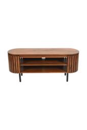 IH Design Tackley Mango Wood Oval Slat TV Cabinet Up to 55 Inches in Brown - thumbnail 3