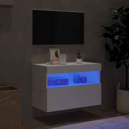 Berkfield Home TV Wall Cabinet with LED Lights White 60x30x40 cm - Size: 60 x 30 x 40 cm - thumbnail 4