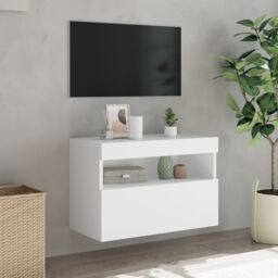 Berkfield Home TV Wall Cabinet with LED Lights White 60x30x40 cm - Size: 60 x 30 x 40 cm - thumbnail 5