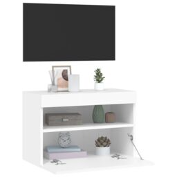 Berkfield Home TV Wall Cabinet with LED Lights White 60x30x40 cm - Size: 60 x 30 x 40 cm - thumbnail 7
