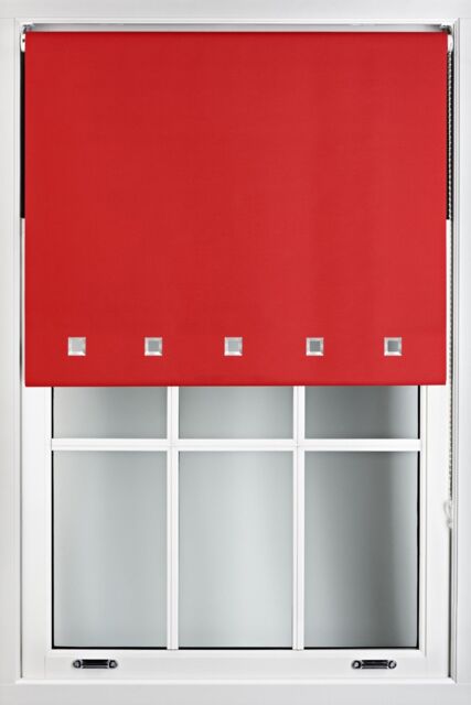 Furnished Blackout Fabric with Chrome Square Eyelets - Window Roller Blinds in Red - Size: 150 cm width x 165 cm drop - image 1