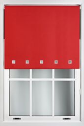 Furnished Blackout Fabric with Chrome Square Eyelets - Window Roller Blinds in Red - Size: 150 cm width x 165 cm drop