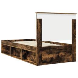 Berkfield Home Bed Frame with Headboard Smoked Oak 90 x 190 cm Solid Pine Wood in Brown - thumbnail 9