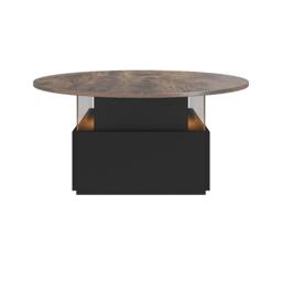 KEEPREAPER Round LED Coffee Table with Storage & 2 Sliding Drawers Acrylic in Brown - thumbnail 8