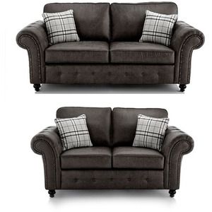 Snugg Furniture UK Limited (3+2 Seater) Swiss Suede Leather 3 Seater & 2 Seater Sofa in Black - image 1