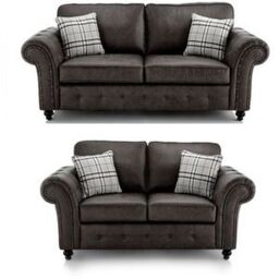 Snugg Furniture UK Limited (3+2 Seater) Swiss Suede Leather 3 Seater & 2 Seater Sofa in Black