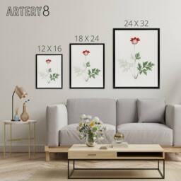 "Artery8 Red Bloom Flower Framed Canvas Wall Art Print Vintage Japanese Botanical - Size: W12"" x H16""" - thumbnail 4