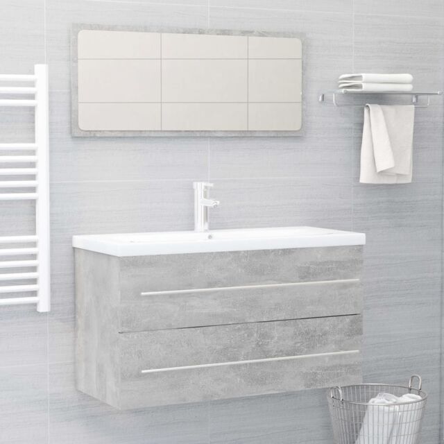 Berkfield Home 2 Piece Bathroom Furniture Set Concrete Grey Engineered Wood - image 1