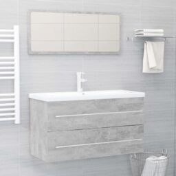Berkfield Home 2 Piece Bathroom Furniture Set Concrete Grey Engineered Wood - thumbnail 1